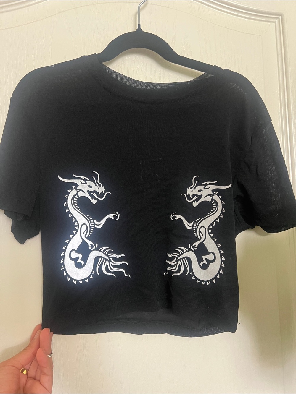 Black Dragons Mesh Crop Tee
